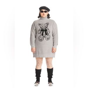 BEAR HUG SWEATER DRESS | Teddy Fresh | Grey | L/XL
